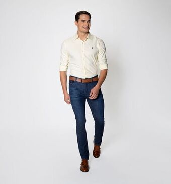 Camisa manga larga regular fit con borda