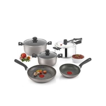 Alkosto Batería de cocina 7 piezas imusa antiadherente con tapa de vidrio talent oferta