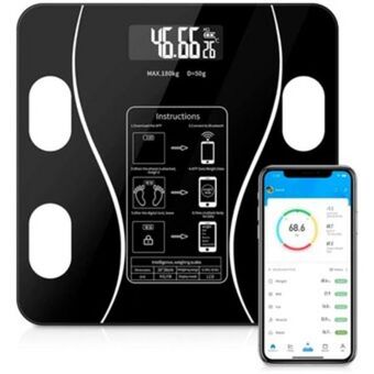 Linio Bascula inteligente pesa bluetooth vidrio templa digital app oferta
