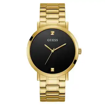 Kevin's Joyeros Reloj guess analogo, para hombre, tablero redondo color negro, estilo sin numeros, pulso acero color dorado oferta