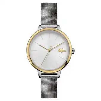 Kevin's Joyeros Reloj lacoste analogo, para dama, tablero redondo colores blanco y dorado, estilo index, pulso acero color plateado oferta