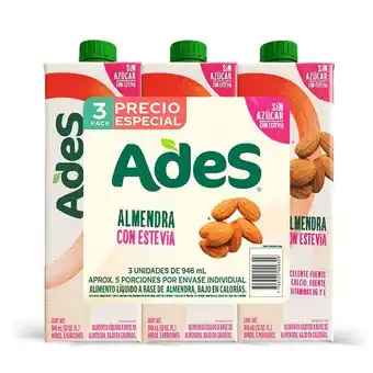 Merqueo Bebida ades semilla sabor almendras sin azúcar tp 946ml x 3 unds oferta