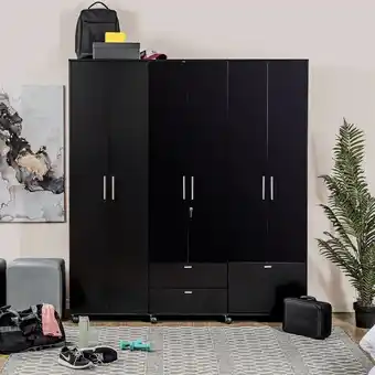 Muebles Jamar Closet roterdam negro plus 181x201x46* oferta