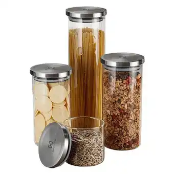 Electrolux Set de 4 recipientes de vidrio redondo con tapa en acero inox y cierre hermético electrolux oferta