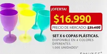 Ara Set de 6 copas plásticas oferta