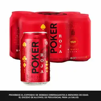 Merqueo Cerveza poker roja lata 330ml x 6 oferta