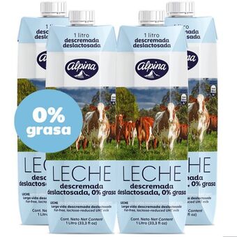 Merqueo Leche deslactosada descremada alpina caja 4 und oferta