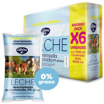 Merqueo Leche descremada y deslactosada alpina 6 und oferta