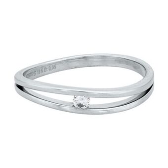 Kevin's Joyeros Anillo en oro blanco de 18 kilates, con diamante central de 0.05 ct oferta