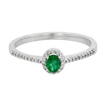 Kevin's Joyeros Anillo en oro blanco de 18 kilates, con esmeralda central de 0.15 ct y decoración en diamantes de 0.11 ct oferta