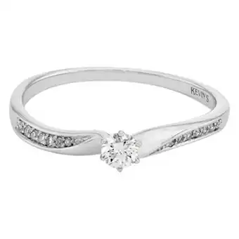Kevin's Joyeros Anillo compromiso en oro blanco de 18 kilates, con diamante central de 0.15 ct y decoración en diamantes de 0.04 ct, 3.50 mm. oferta