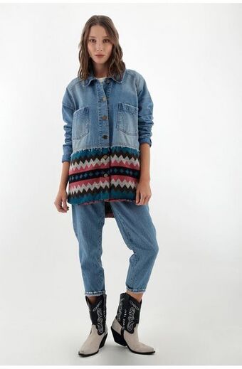 Tennis Jean azul medio para mujer oferta