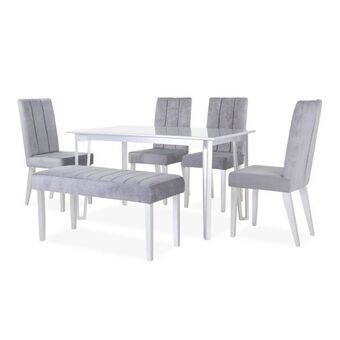 Muebles Jamar Comedor 6 puestos barton chenille plata oferta