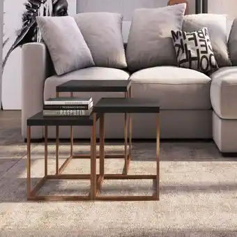 Muebles Jamar Set x3 mesa auxiliar arizona negro, bronce oferta