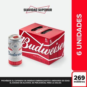 Super Inter Cerveza budweiser - lata 269 ml x6 oferta
