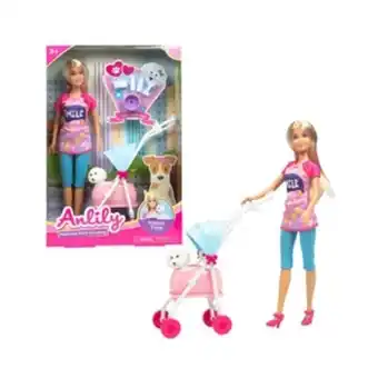 Alkosto Muñeca con mascota en coche y accesorios 29 cm anlily oferta