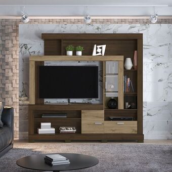 Muebles Jamar Centro de entretenimiento nix plus natural, chocolate 206x196x37 oferta