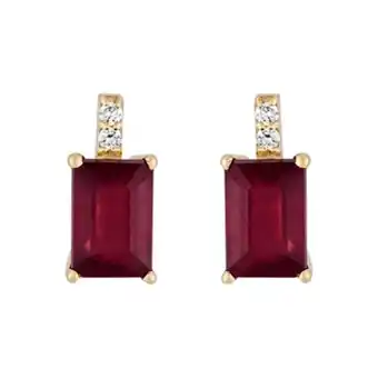 Kevin's Joyeros Topos en oro amarillo de 18 kilates, con 2 rubis centrales de 1.88 ct y decoración en diamantes de 0.03 ct, 10 mm. de ancho oferta