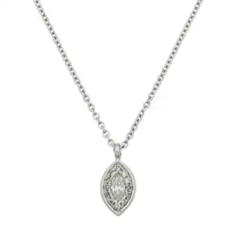 Kevin's Joyeros Gargantilla en oro blanco de 18 kilates, rolo, con diamante central de 0.06 ct y decoración en diamantes de 0.04 ct, 40 cm. d oferta