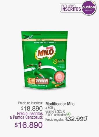 Jumbo Modificador milo x 800 g oferta