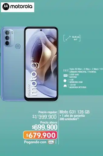 Jumbo Moto g31 128 gb motorola oferta