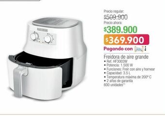 Jumbo Freidora de aire grande black & decker oferta