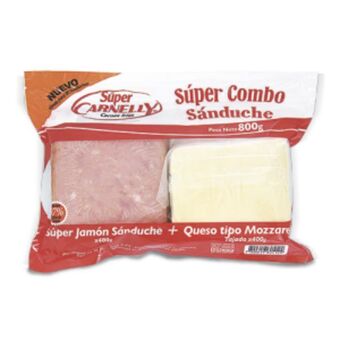 Makro Jamon carnelly tajado 400g + queso tipo mozarella tajado 400g oferta