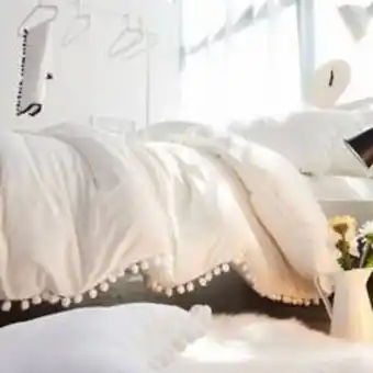 Falabella Edredón + funda de duvet borlas blanco oferta