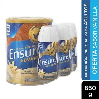 Droguerías Colsubsidio Oferta ensure advance 850g vainilla gratis:3 botellas x220ml oferta