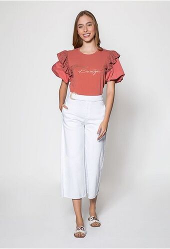 Culotte blanco tiro alto con cinturon.