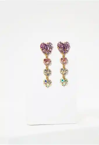 ELA Aretes con cristales en forma de corazon oferta