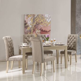 Muebles Jamar Comedor 6 puestos milano taupe, champaña oferta