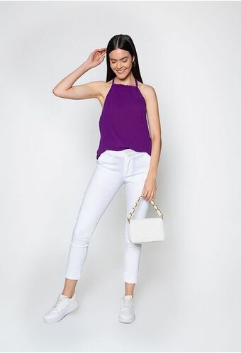 ELA Blusa halter con escote en espalda oferta