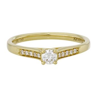 Kevin's Joyeros Anillo compromiso en oro amarillo de 18 kilates, con diamante central de 0.15 ct y decoración en diamantes de 0.05 ct oferta