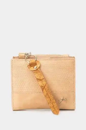 Vélez Billetera golden de cuero para mujer grabada arena oferta