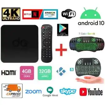 Linio Combo tv box 4k d.d 32 gb ram 4 gb android 10 + mini teclado con mouse oferta