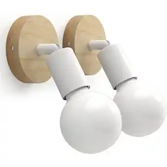 Linio Lámpara de pared vintage aplique de pared madera e27 (paquete de 2 blanco) oferta