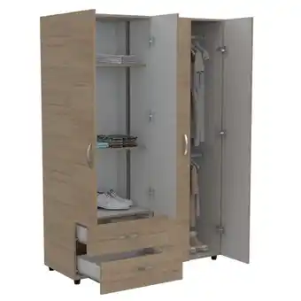Olímpica Closet arkola, blanco y beige, con dos cajones organizadores y cuatro puertas abatibles oferta