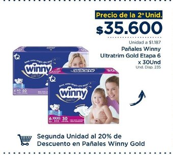 FarmaTodo Pañales Winny Ultratrim Gold Etapa 6 x 30und oferta