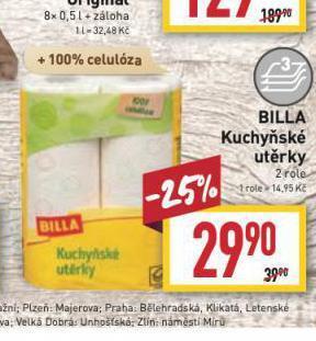 Billa Kuchyňské utěrky nabídka