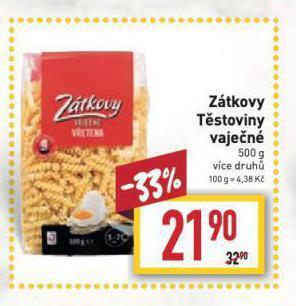 Billa Zátkovy vaječné těstoviny nabídka