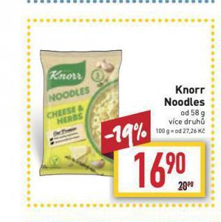 Billa Knorr noodles nabídka