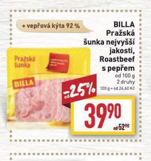 Billa Pražská šunka nabídka