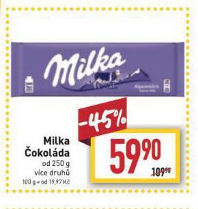 Billa Milka čokoláda nabídka