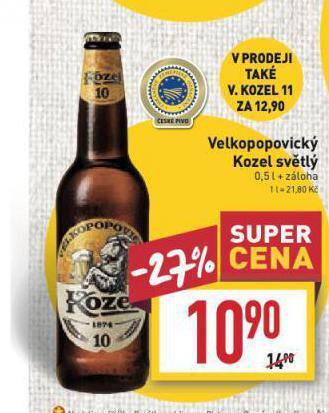 Billa Pivo velkopopovický kozel nabídka
