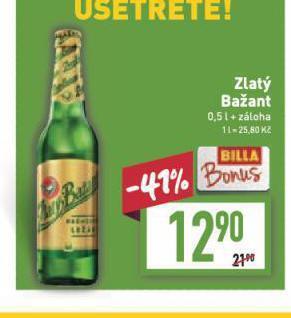 Billa Pivo zlatý bažant nabídka