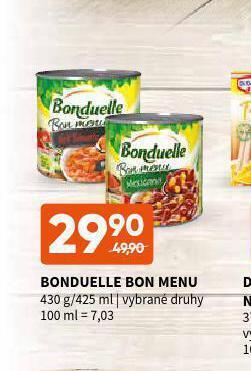 Terno Bonduelle bon menu nabídka