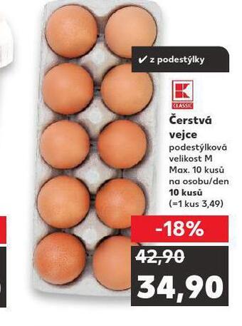 Kaufland Čerstvá vejce m 10 ks nabídka