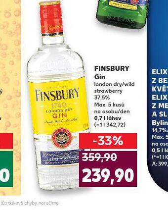 Kaufland Finsbury gin nabídka
