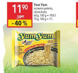 Globus Yumyum instantní nudlová polévka nabídka